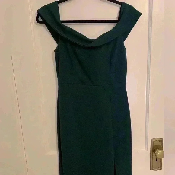 Lulus Aveline Forest Green Off-the-Shoulder Maxi Dress, Womens Size Medium - Picture 9 of 16
